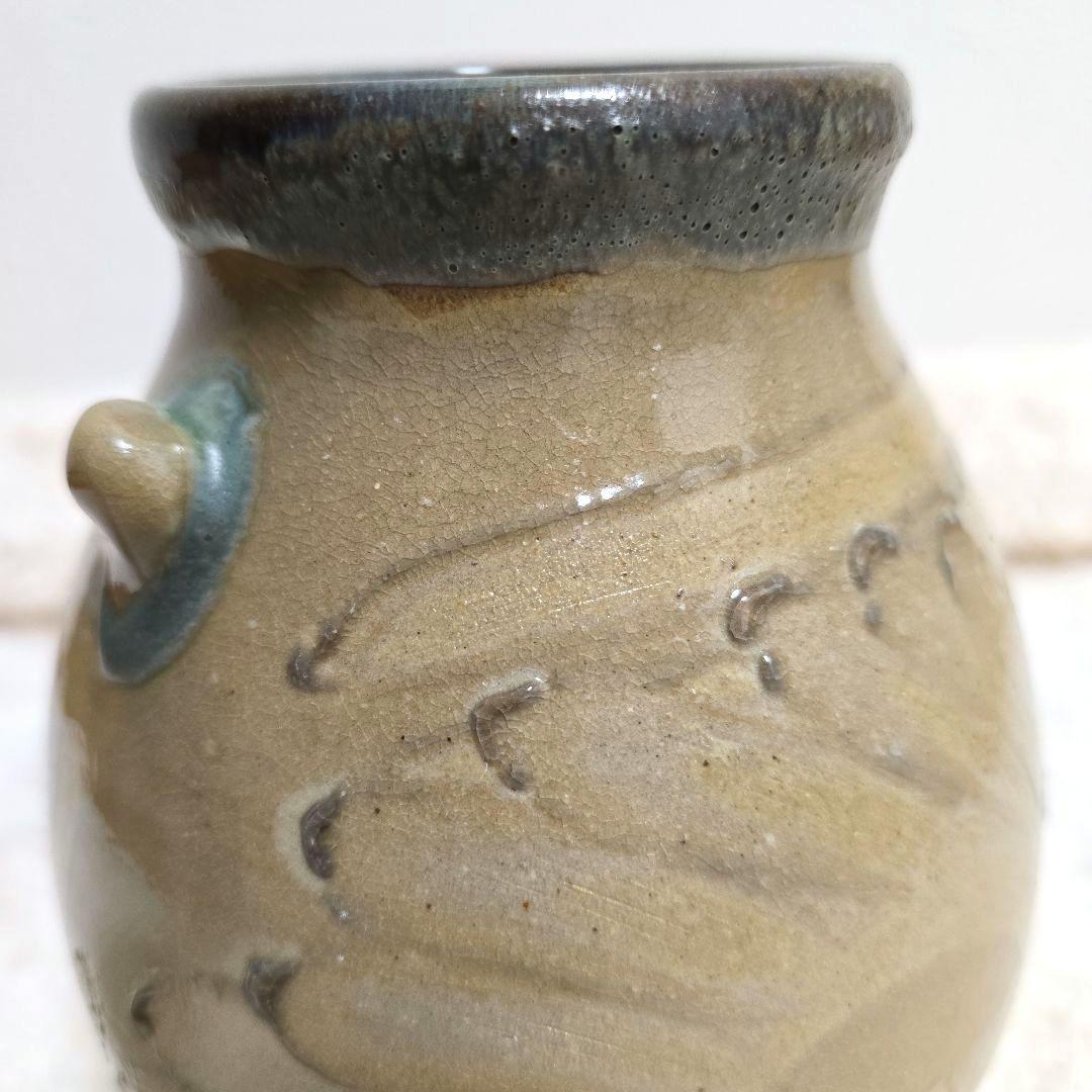 ⑨宮城三成 指描き紋 大花 中型壺 やちむん 沖縄 珍