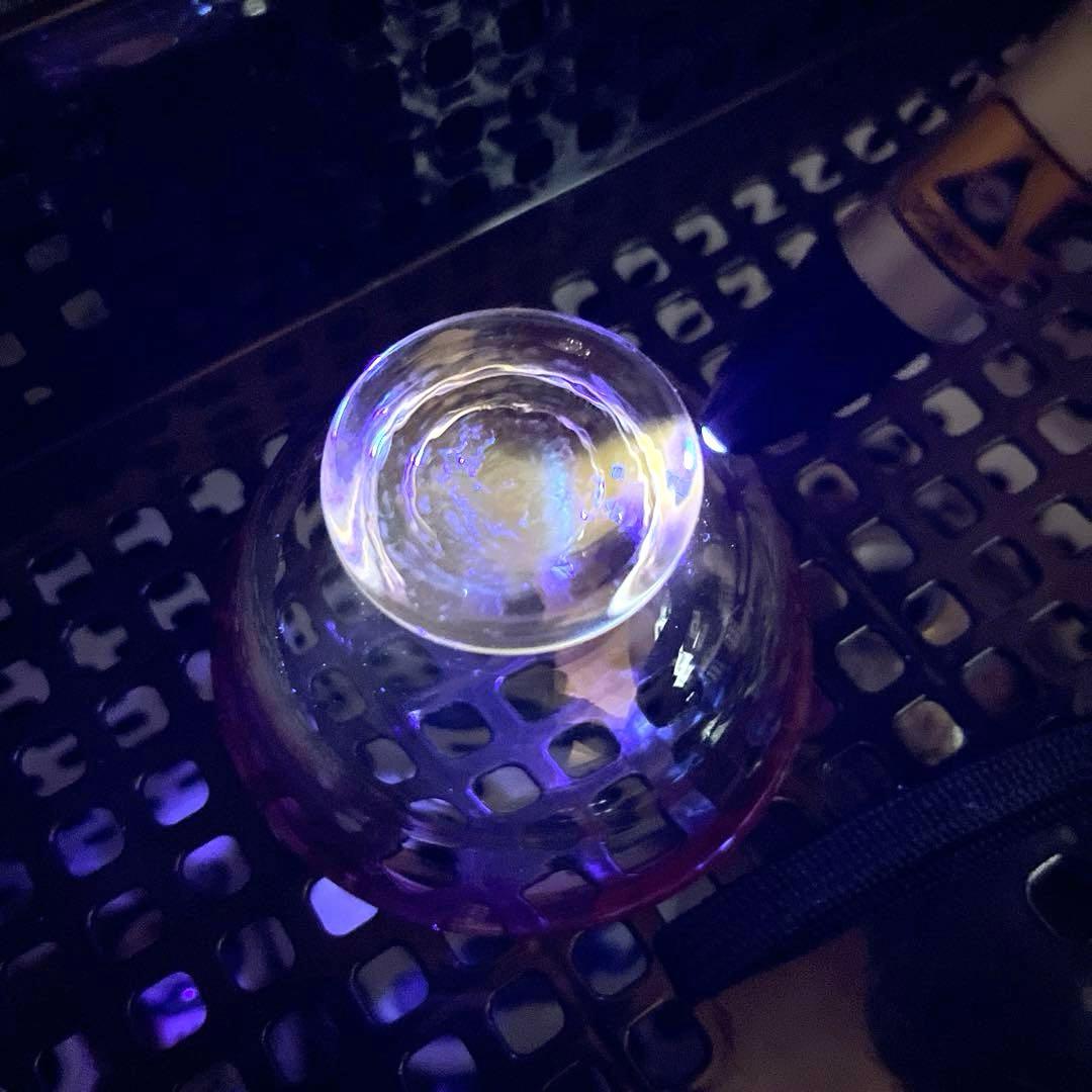 骨董　時代ガラス　金赤フチ　希少　桃色リップ　反り口　碗型　豆鉢　小鉢　氷鉢１客