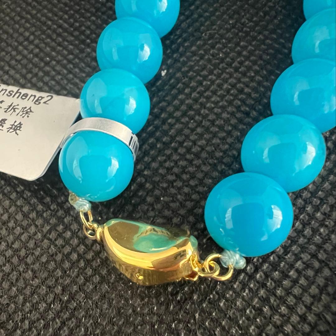 天然高品質のターコイズ(トルコ石)大粒ブルーのネックレスAB1048