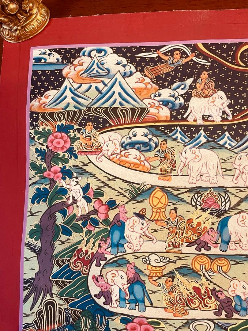 チベット密教 天国への道 曼荼羅（マンダラ）タンカ【新品・一点物】肉筆画 15
