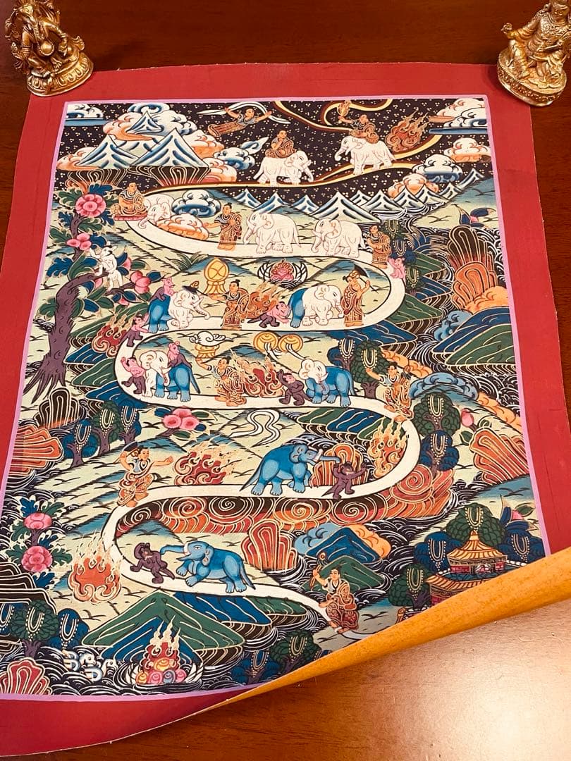 チベット密教 天国への道 曼荼羅（マンダラ）タンカ【新品・一点物】肉筆画 15