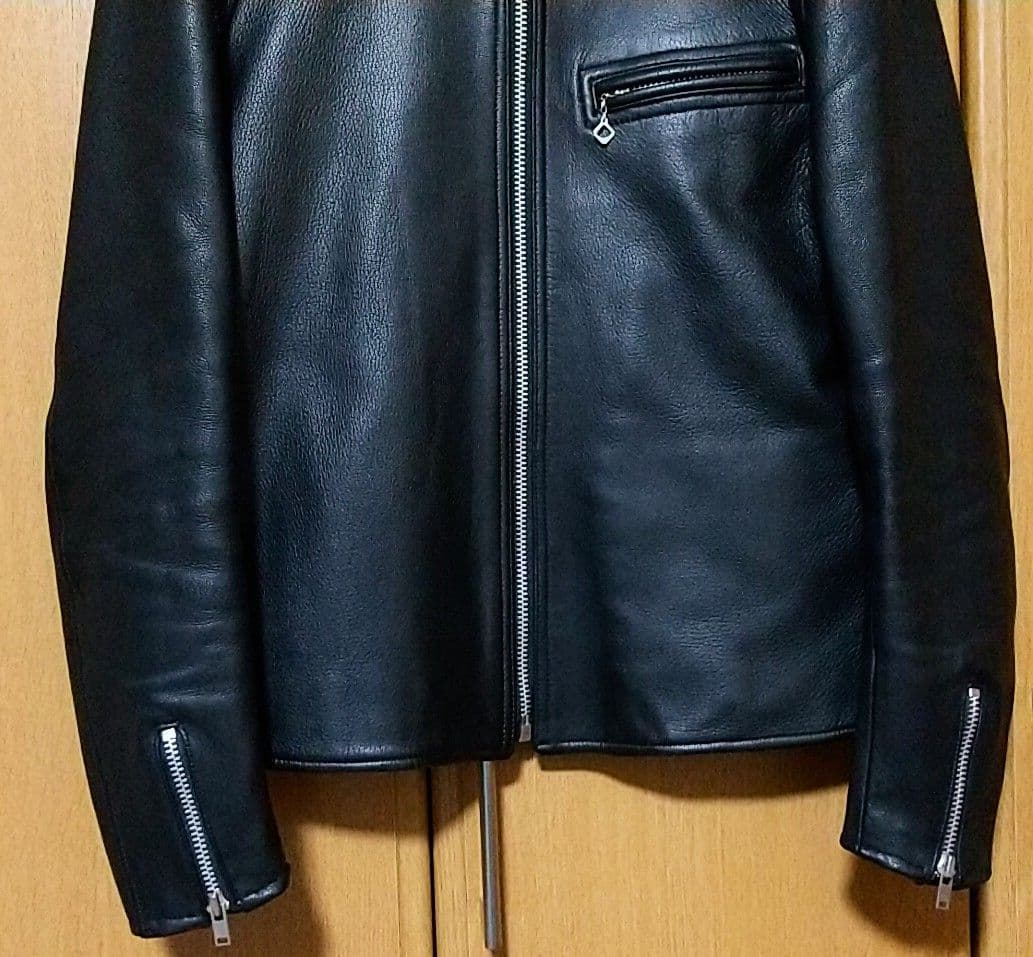 Scye シングルライダースジャケット サイ 黒 ブラック 山羊革 ゴートスキン