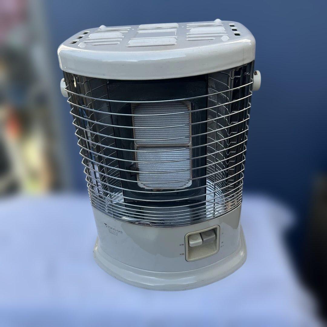 都市ガス用ガスストーブホワイト メッシュガード付き