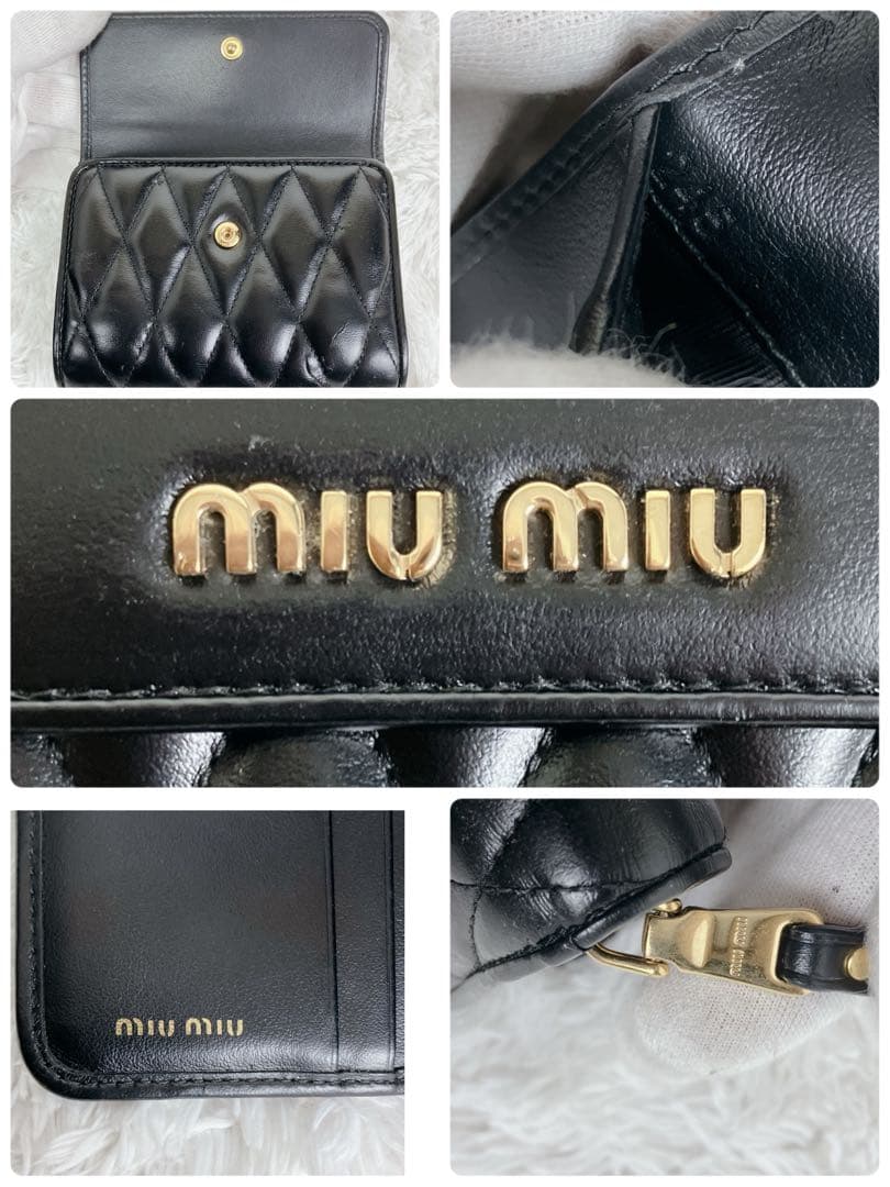 専用FRID搭載✨ミュウミュウ 折り財布 5ML002 マテラッセ 黒 ゴールド