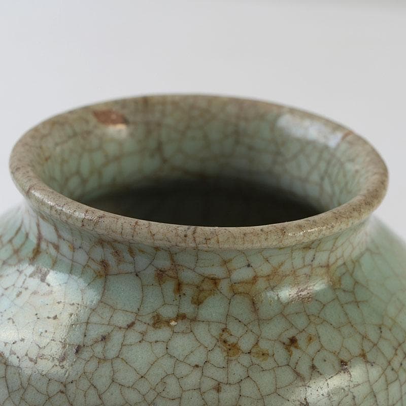 中国　南宋　官窯　金糸鉄線　飾壺　小壺　Z　8608