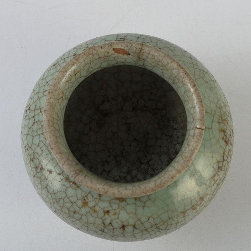 中国　南宋　官窯　金糸鉄線　飾壺　小壺　Z　8608