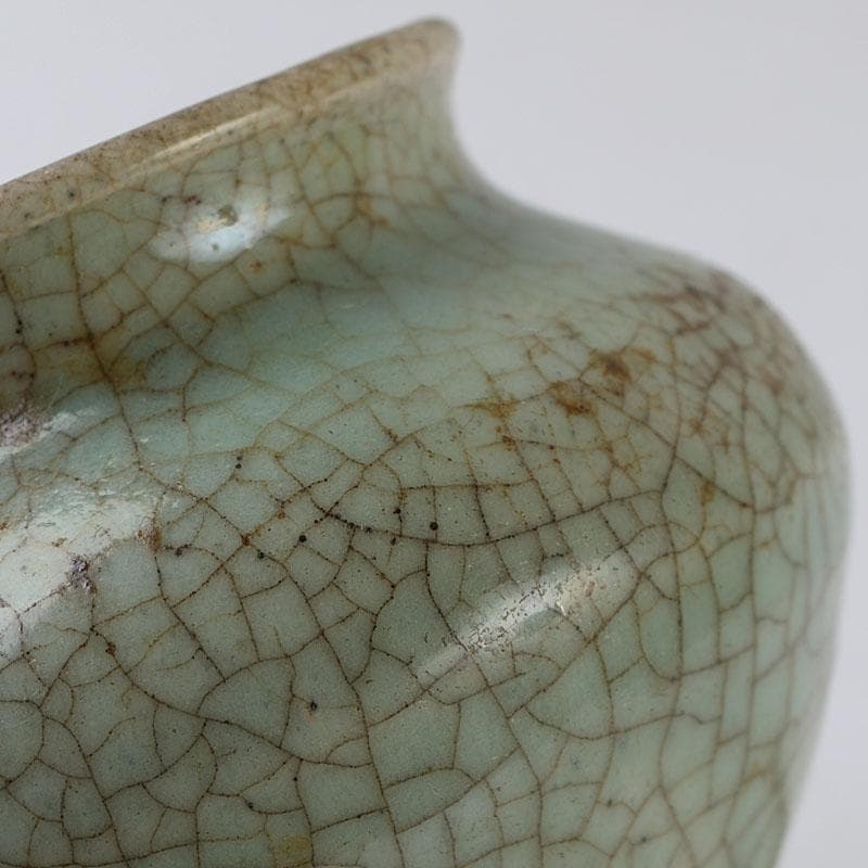 中国　南宋　官窯　金糸鉄線　飾壺　小壺　Z　8608