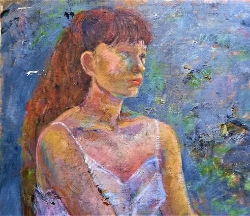 作者不詳　氏原？　「女性像」　技巧的に実力がある油彩画　　F２０号