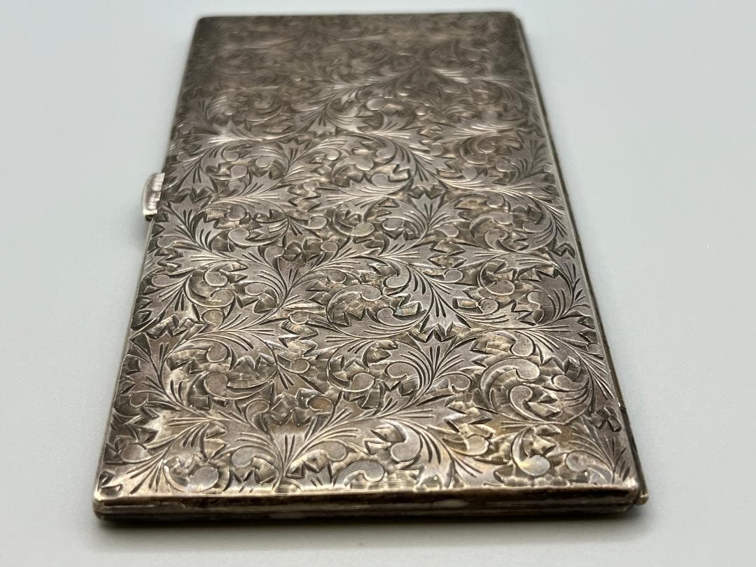 SILVER　刻印　草文　両面手彫　シガレットケース　煙草入れ　銀製品　162g