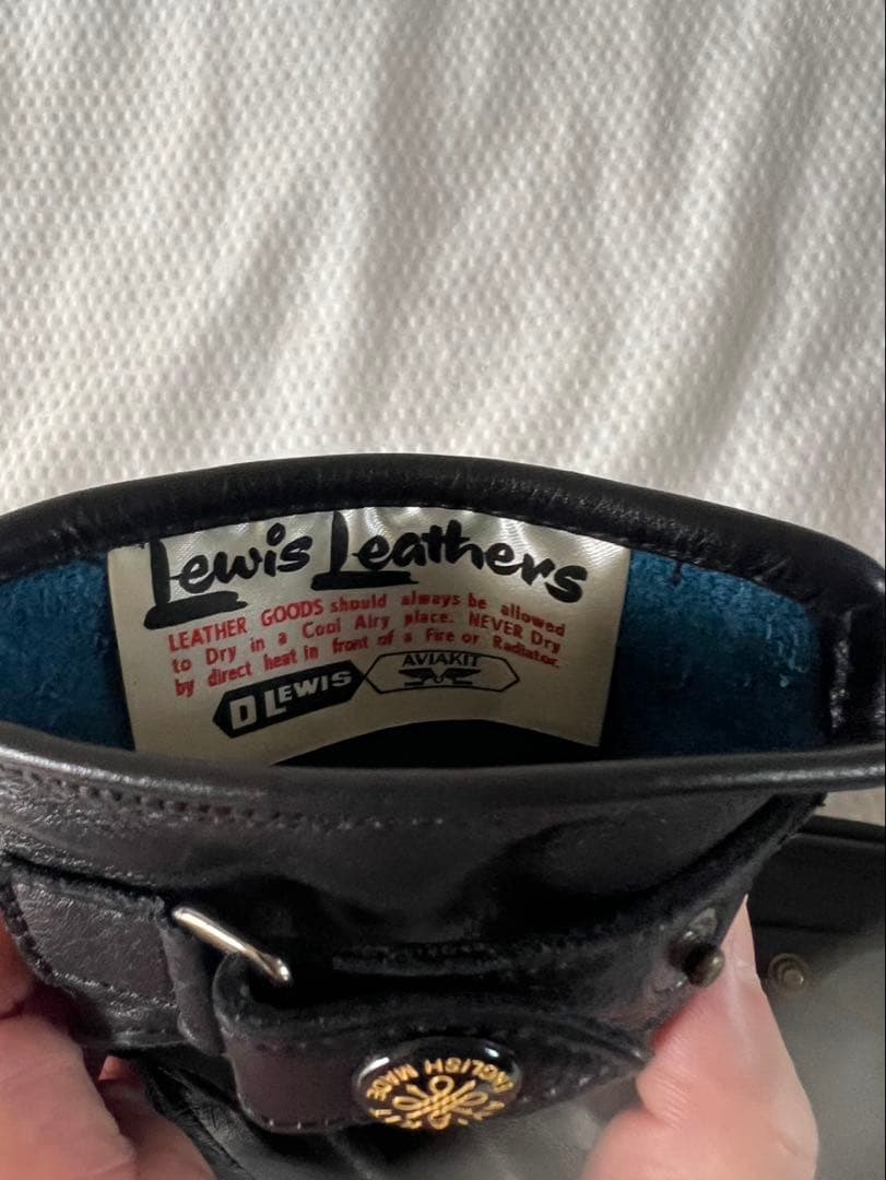 ルイスレザー　本革手袋 ブラック ブルー M