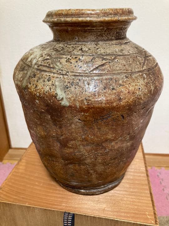 骨董　信楽焼　繪垣紋壺　花瓶　江戸時代