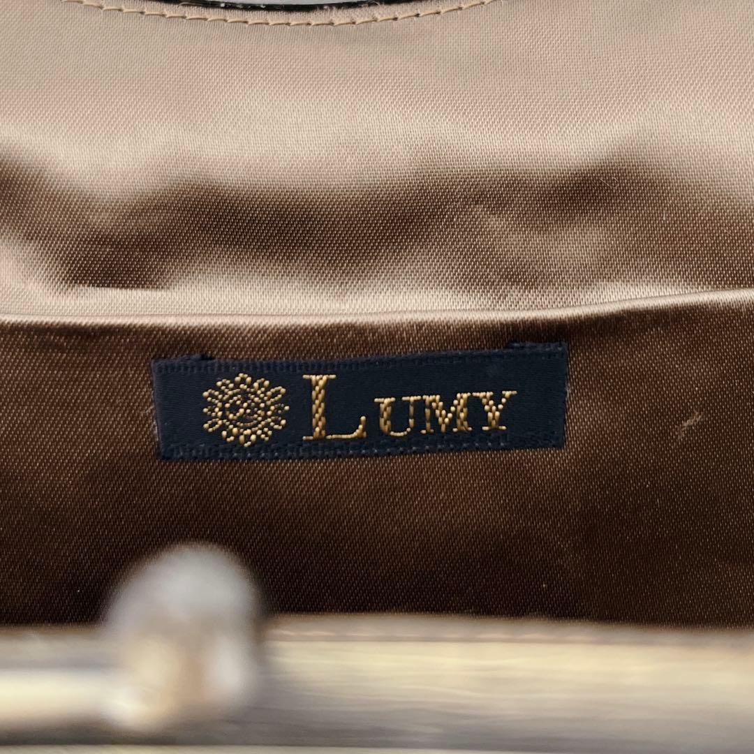 【極美品】LUMYルミーはしもと がま口ビーズバッグ ブロンズ 皇室御用達