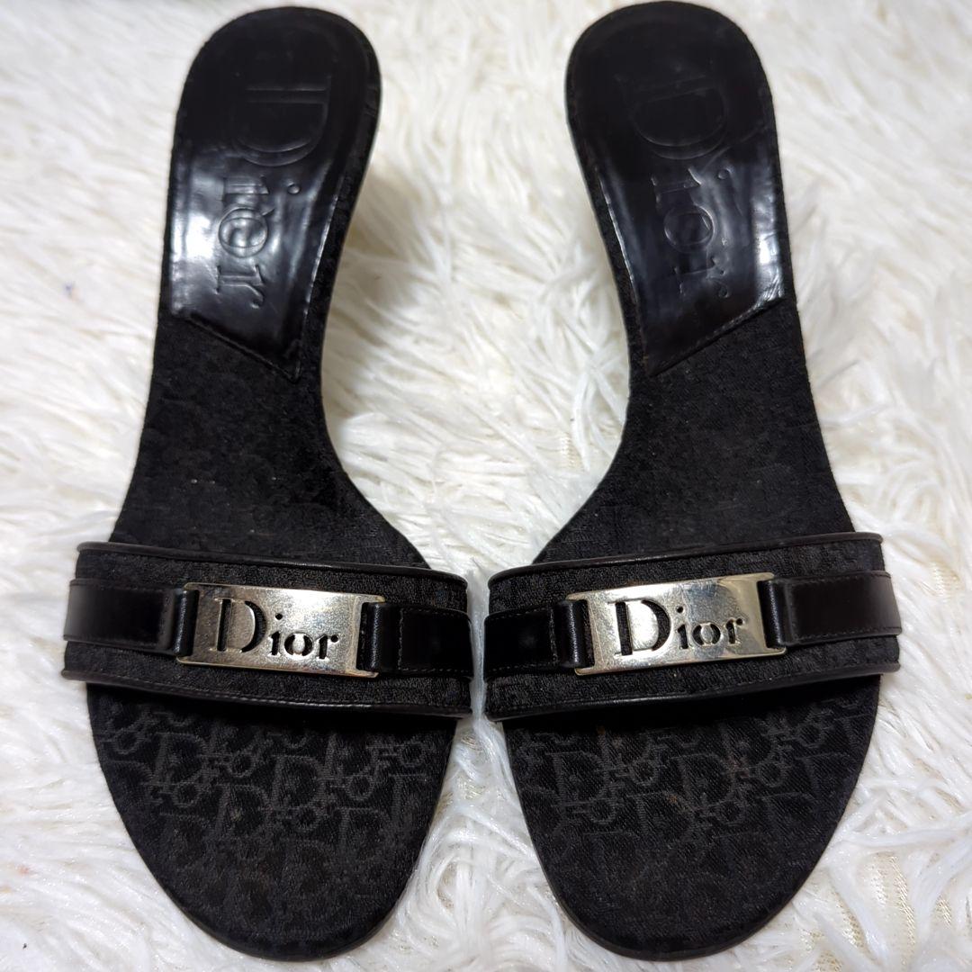 良品 Dior ミュール ブラック トロッター 金具 DIORISSIMO 35