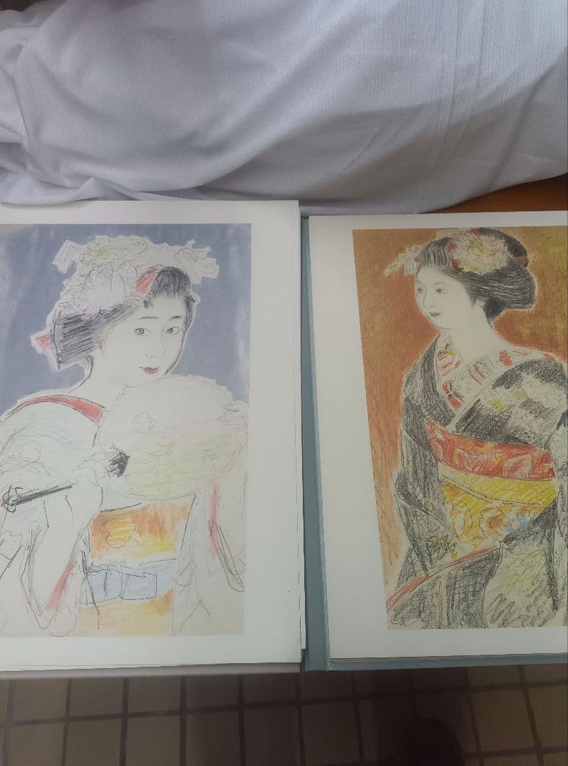 磯田又一郎額絵　 京舞妓12ヶ月素描全12葉