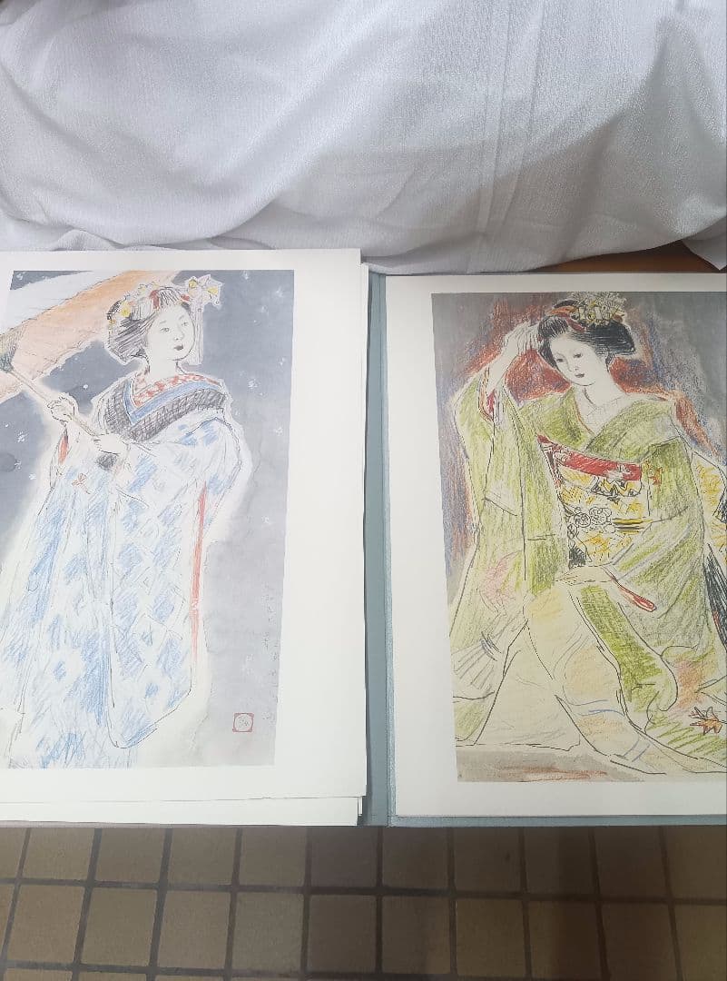 磯田又一郎額絵　 京舞妓12ヶ月素描全12葉