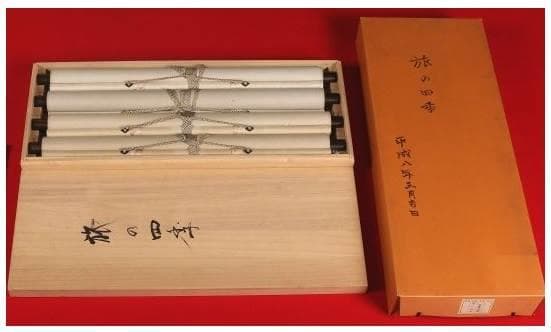 掛軸　松尾芭蕉『旅の四季』　小栗千秋筆