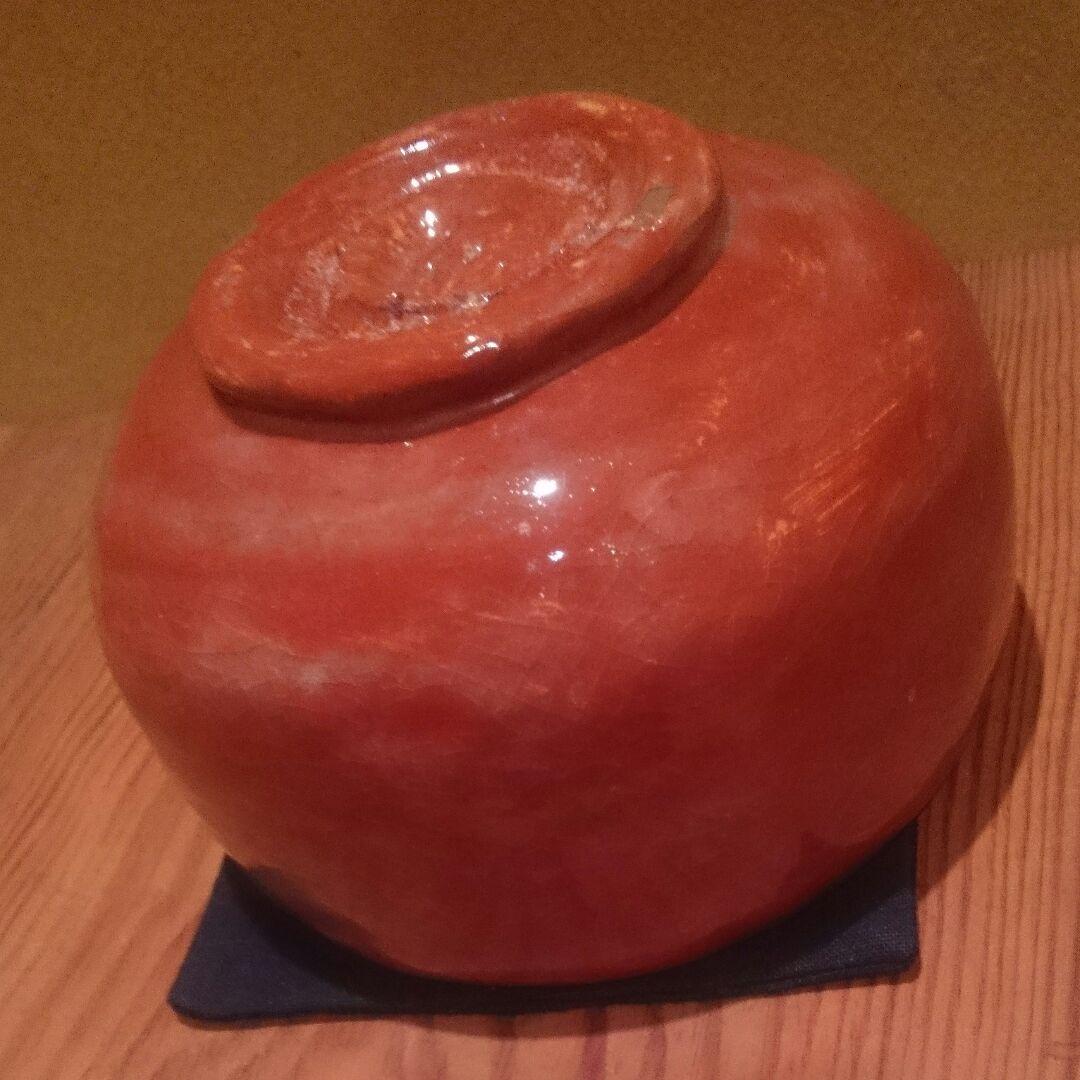 名品【銘 白雲】古門堂 赤楽茶碗 + 蓋置 安来 清水寺