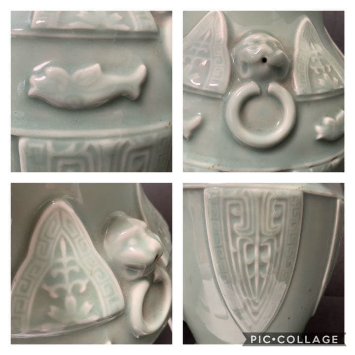 青磁　壷　花瓶　龍泉窯　朝鮮美術　韓国美術　朝鮮　高麗　高麗青磁