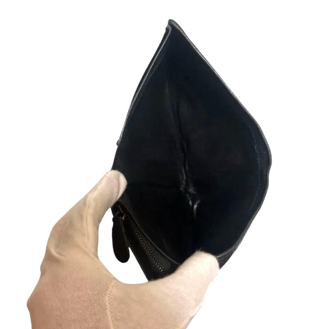 ボッテガヴェネタ　折り財布　ダークグレー　イントレチャート　ラウンドファスナー