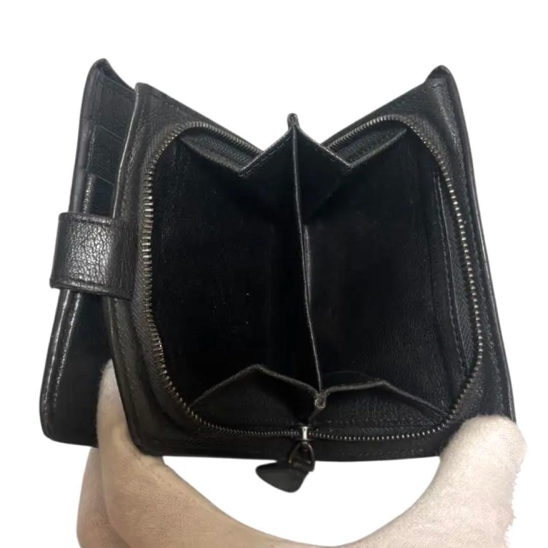 ボッテガヴェネタ　折り財布　ダークグレー　イントレチャート　ラウンドファスナー