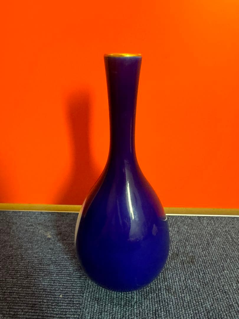 1833 深川製磁　金縁鶴文鶴首花瓶　花入れ