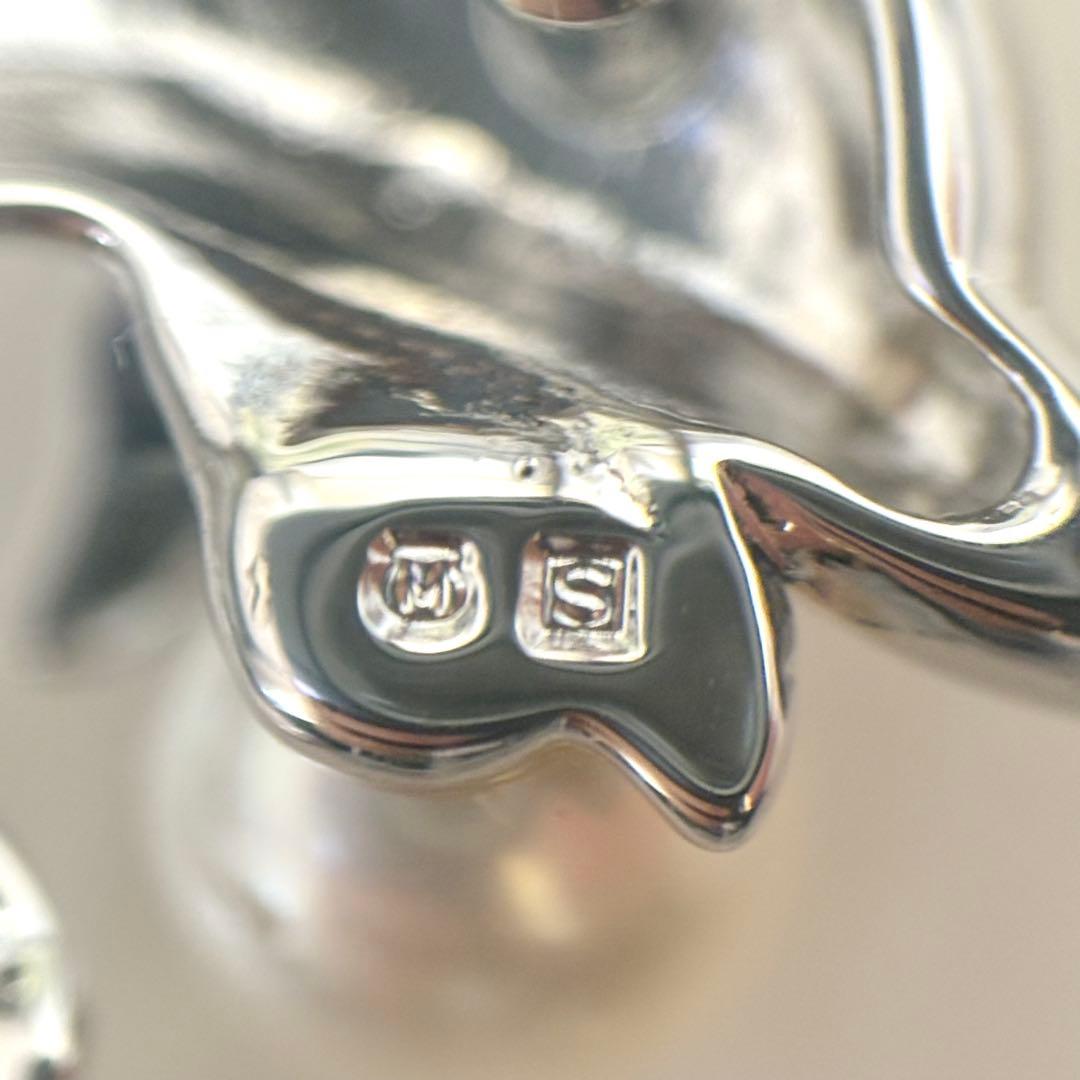 024【ミキモト】シルバー　パール　ピンブローチ　イルカ