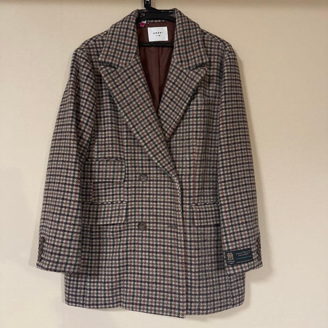 ジャケット・アウター Ameri VINTAGE CHECK ECO WOOL BIG JACKET