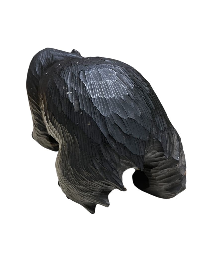 ビンテージ　木彫り　熊　ダークブラウン　ガラス目　作家　アンティーク 北海道