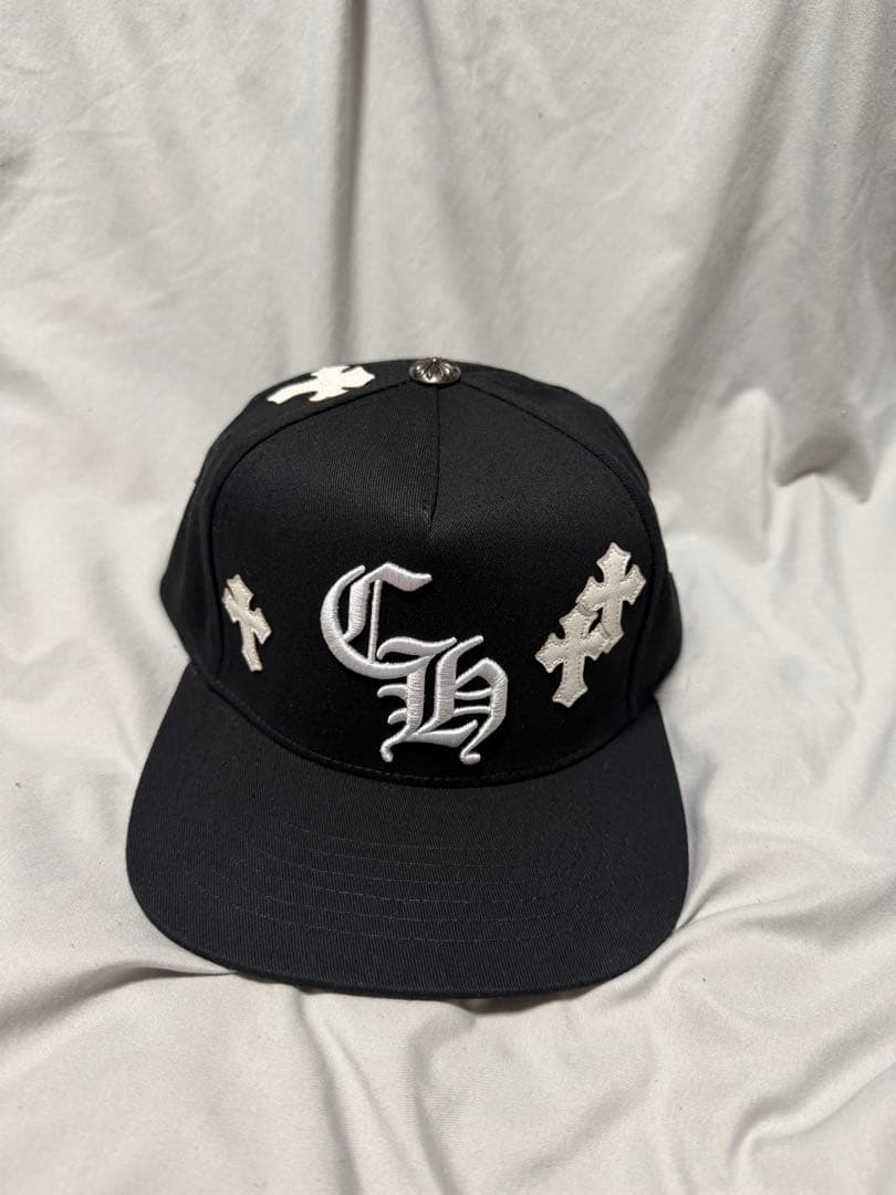 Chrome heartsブラック クロス刺繍 ベースボールキャップ