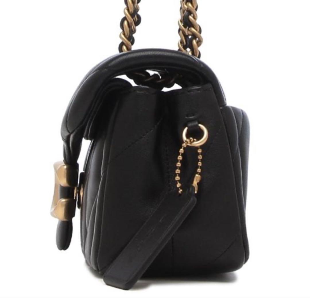 COACH タビー 20 キルティング ショルダーバッグ　ブラック　ゴールド金具