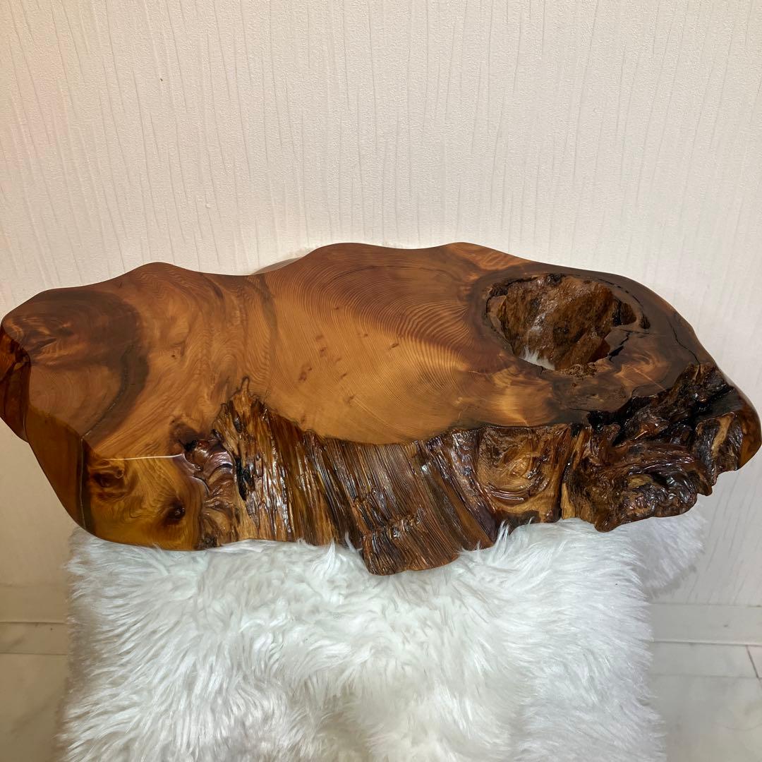 希少品　屋久杉飾り台　一枚板　屋久杉　置台　屋久杉工芸品　世界遺産　花台　刻印有