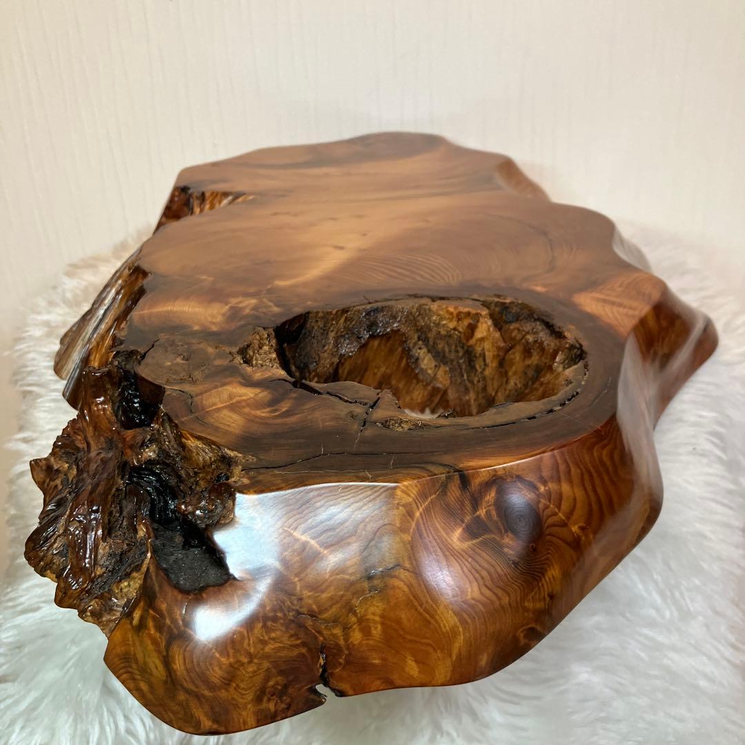 希少品　屋久杉飾り台　一枚板　屋久杉　置台　屋久杉工芸品　世界遺産　花台　刻印有