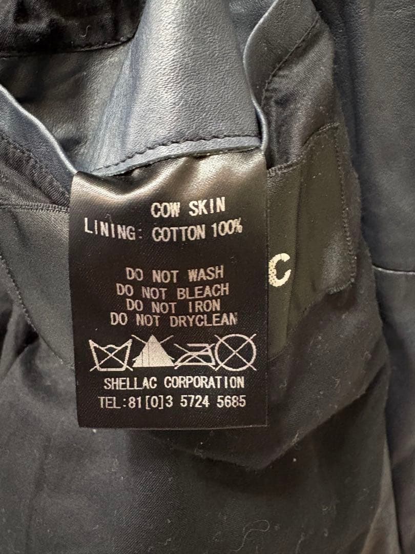 SHELLAC シングルライダース カウスキン　ネイビーレザー 48