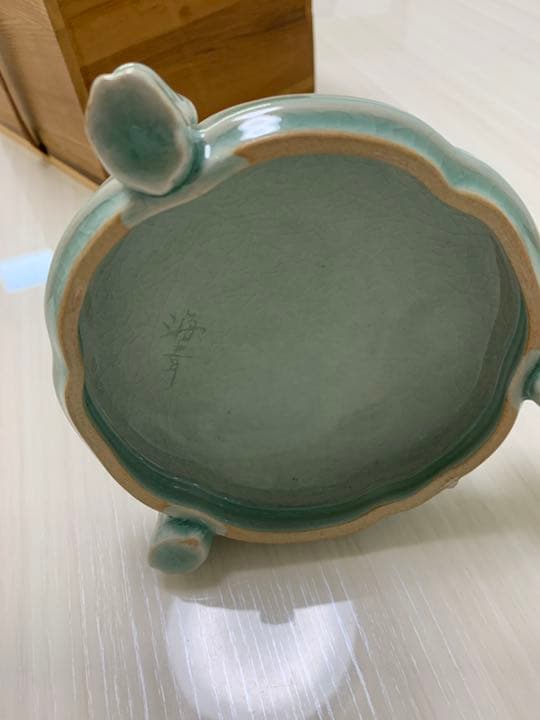 高麗青磁　海青　香炉　香合　木箱あり　透かし　蓮　うさぎ　茶道具　骨董品