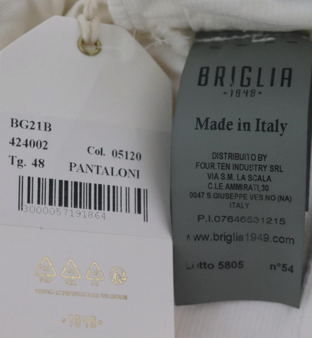 新品【ブリリア 1949】 秋冬コットンストレッチ 1プリーツパンツ 白 48