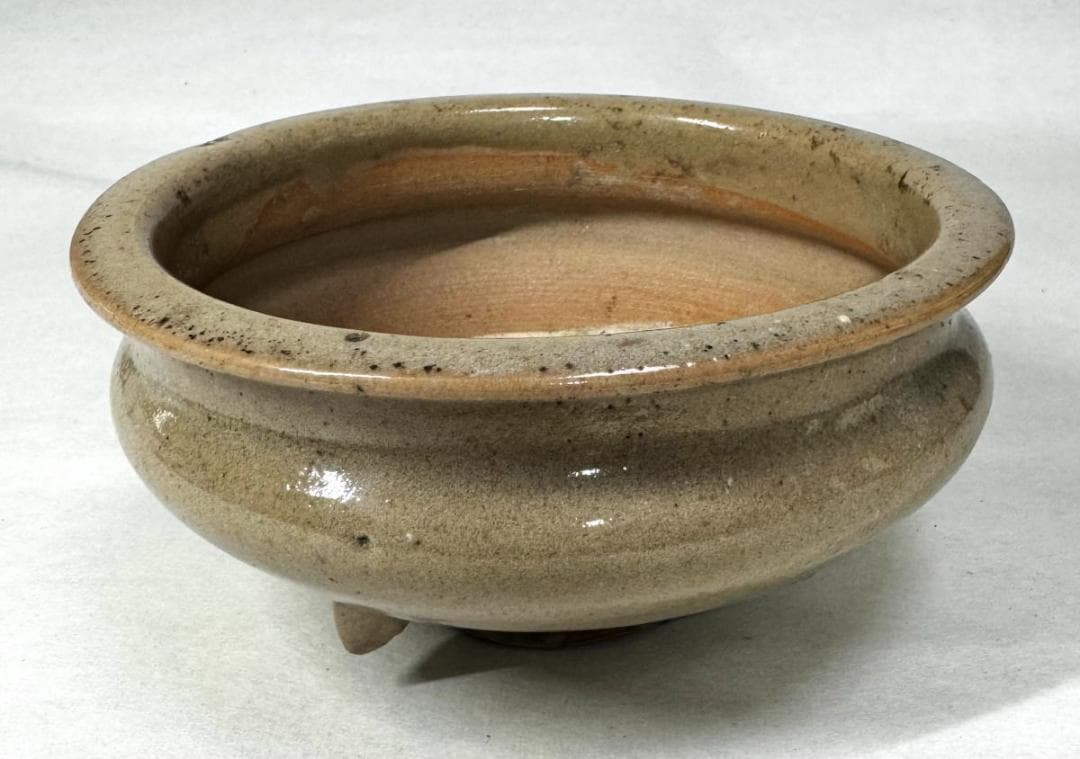 唐物 明時代『 米色青磁香炉 龍泉窯 』 竜泉窯時代物 無傷 箱付WWTT018