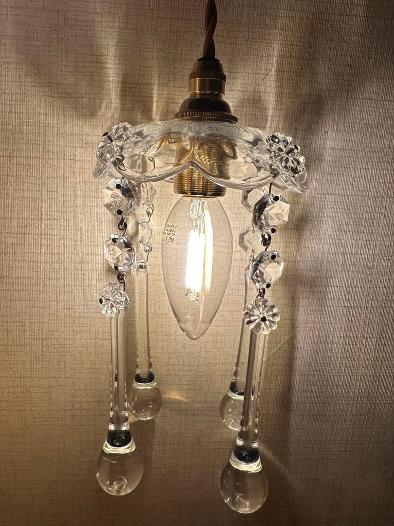 1920年代 フランス アンティーク 雨に濡れた可愛いお花のミニシャンデリア＊