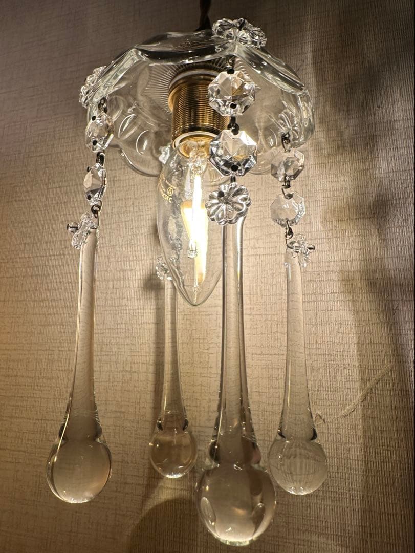 1920年代 フランス アンティーク 雨に濡れた可愛いお花のミニシャンデリア＊