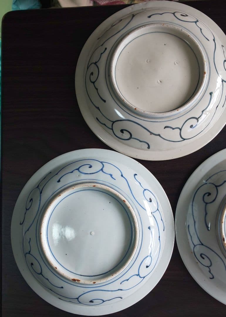 古伊万里 青白磁山水図 平皿5枚セット