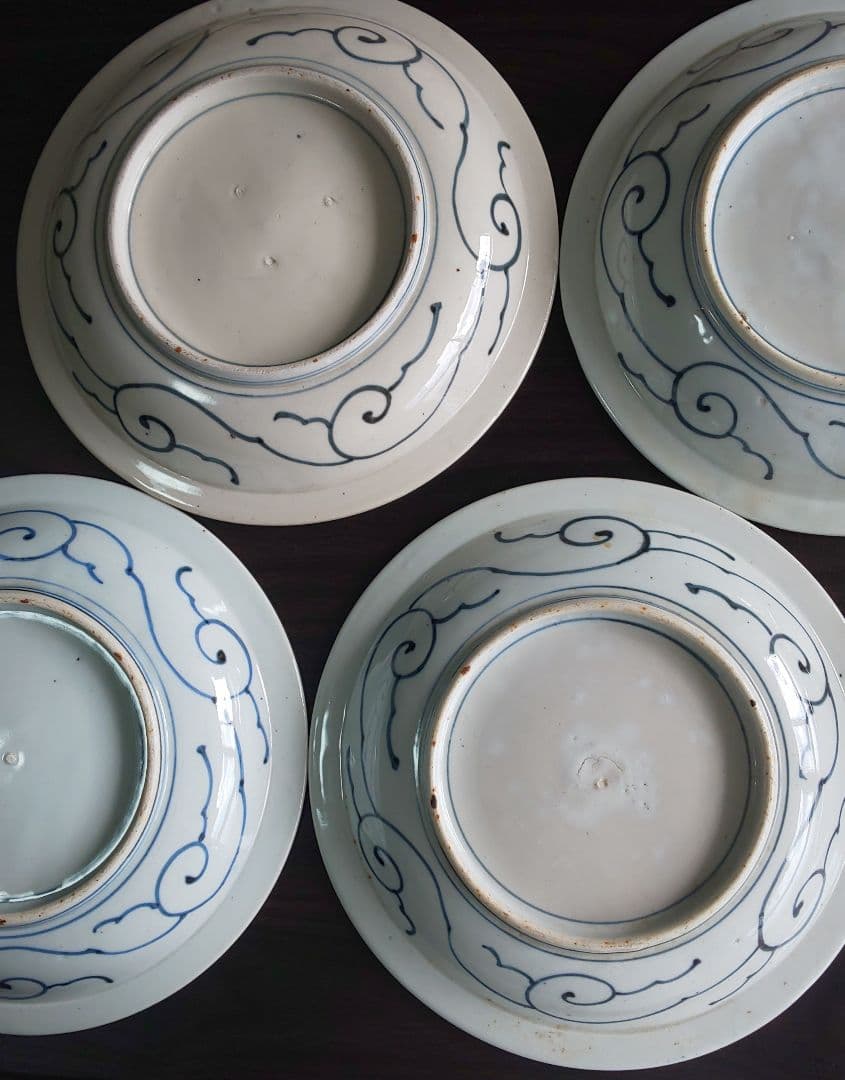 古伊万里 青白磁山水図 平皿5枚セット