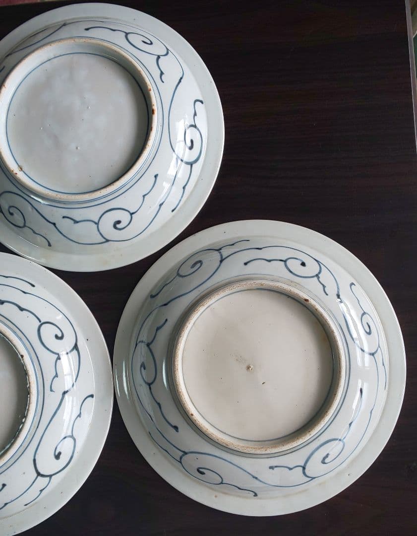 古伊万里 青白磁山水図 平皿5枚セット