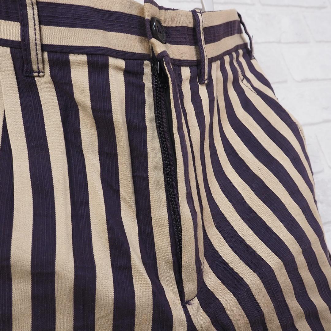 希少【ANN DEMEULEMEESTER】ギミック ストライプ ダブル パンツ