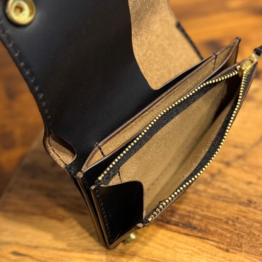 ショート トラッカーウォレット　『ホースバット　茶芯』