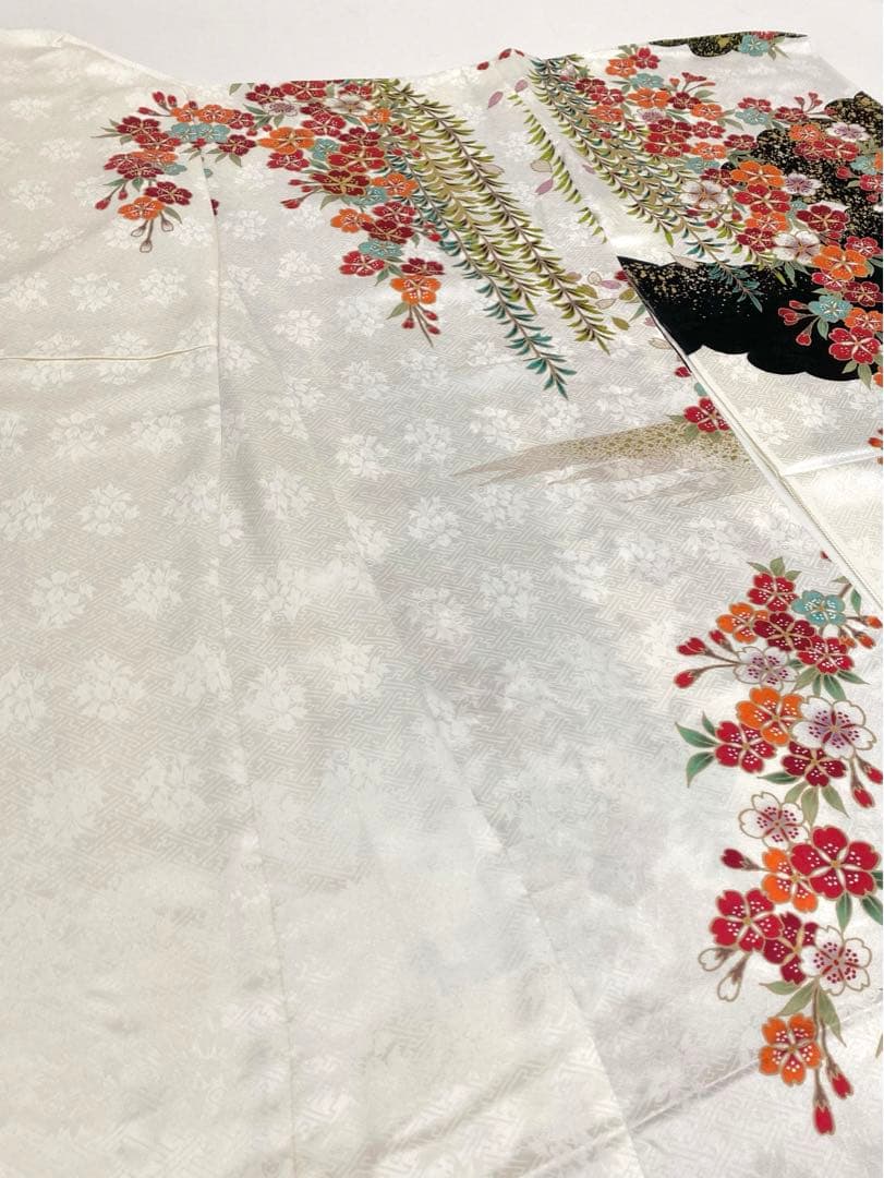 振袖 仮絵羽 舞台衣装 金駒 金彩 紋意匠 桜尽くし 正絹 未仕立て品 八掛付き