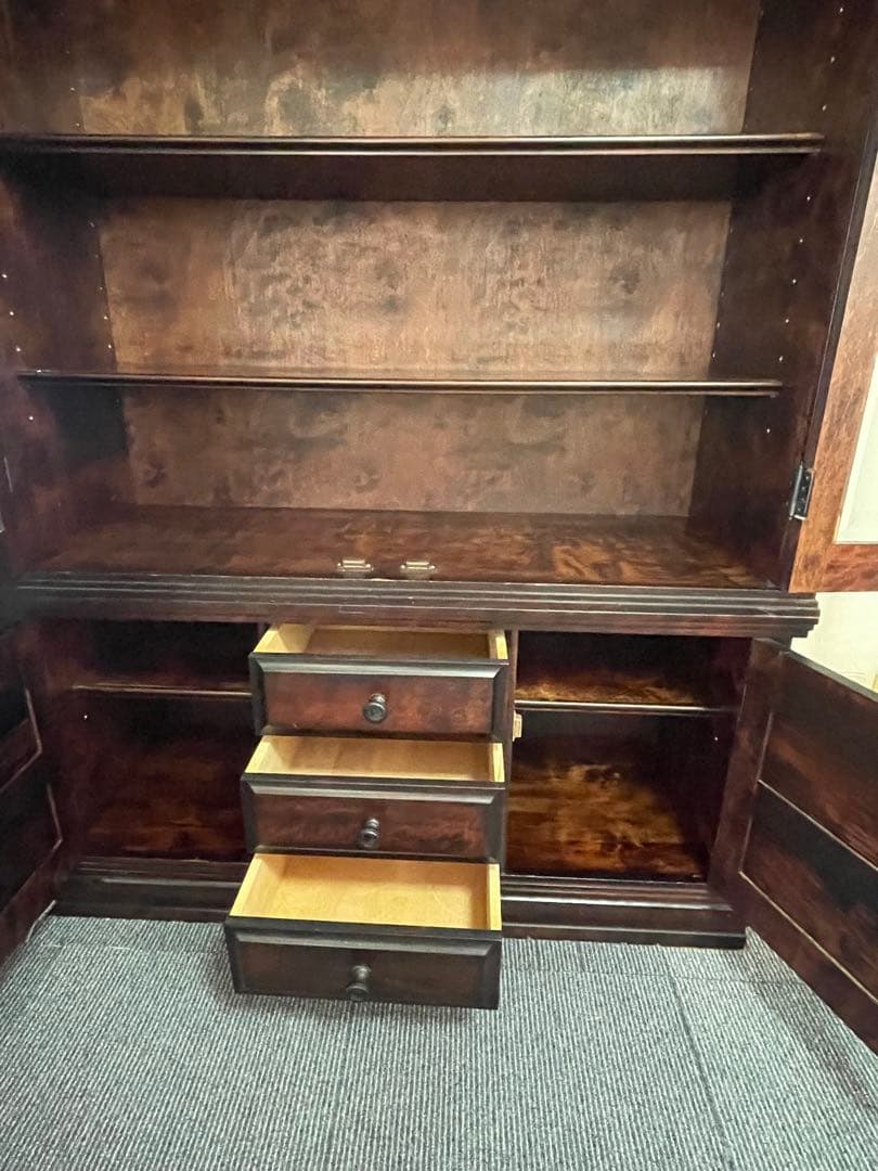 送料無料　北海道民芸家具/キャビネット/食器棚/本棚/カップボード