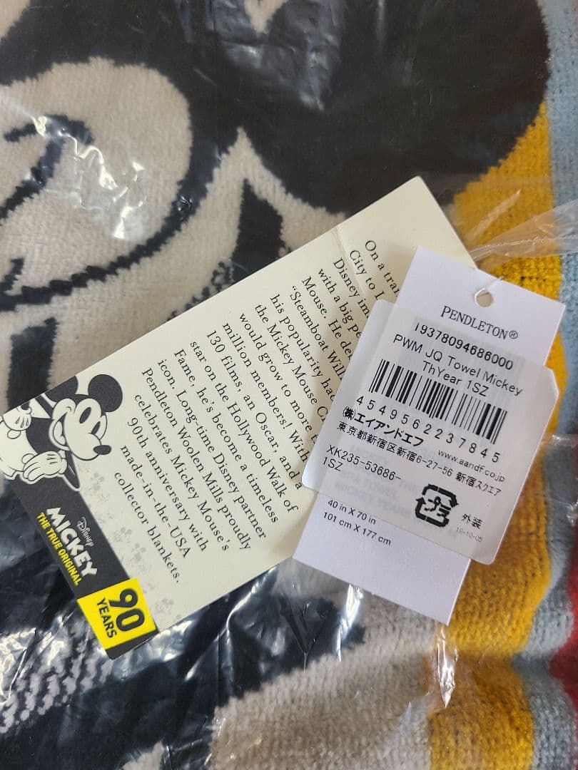 【新品】レア PENDLETON ミッキーマウス ブランケット 90周年 A＆F