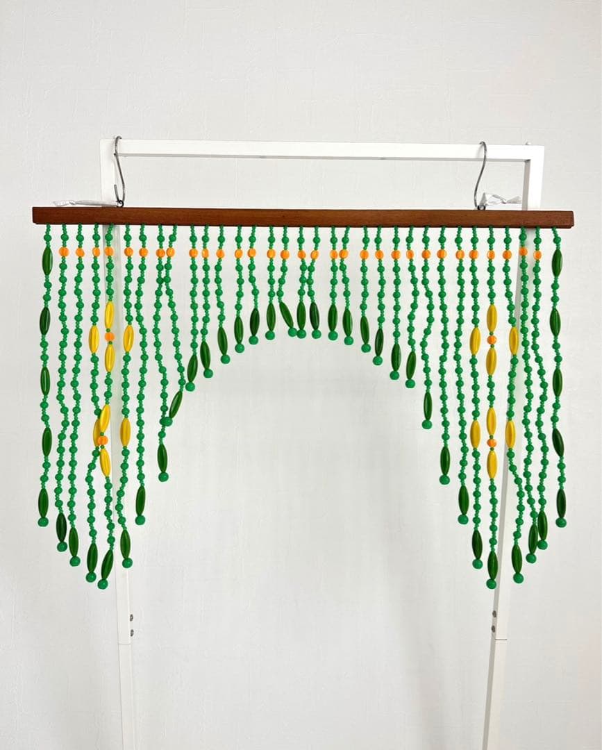 レトロポップ　ビーズカーテン　ビーズのれん　珠のれん　緑　昭和レトロ