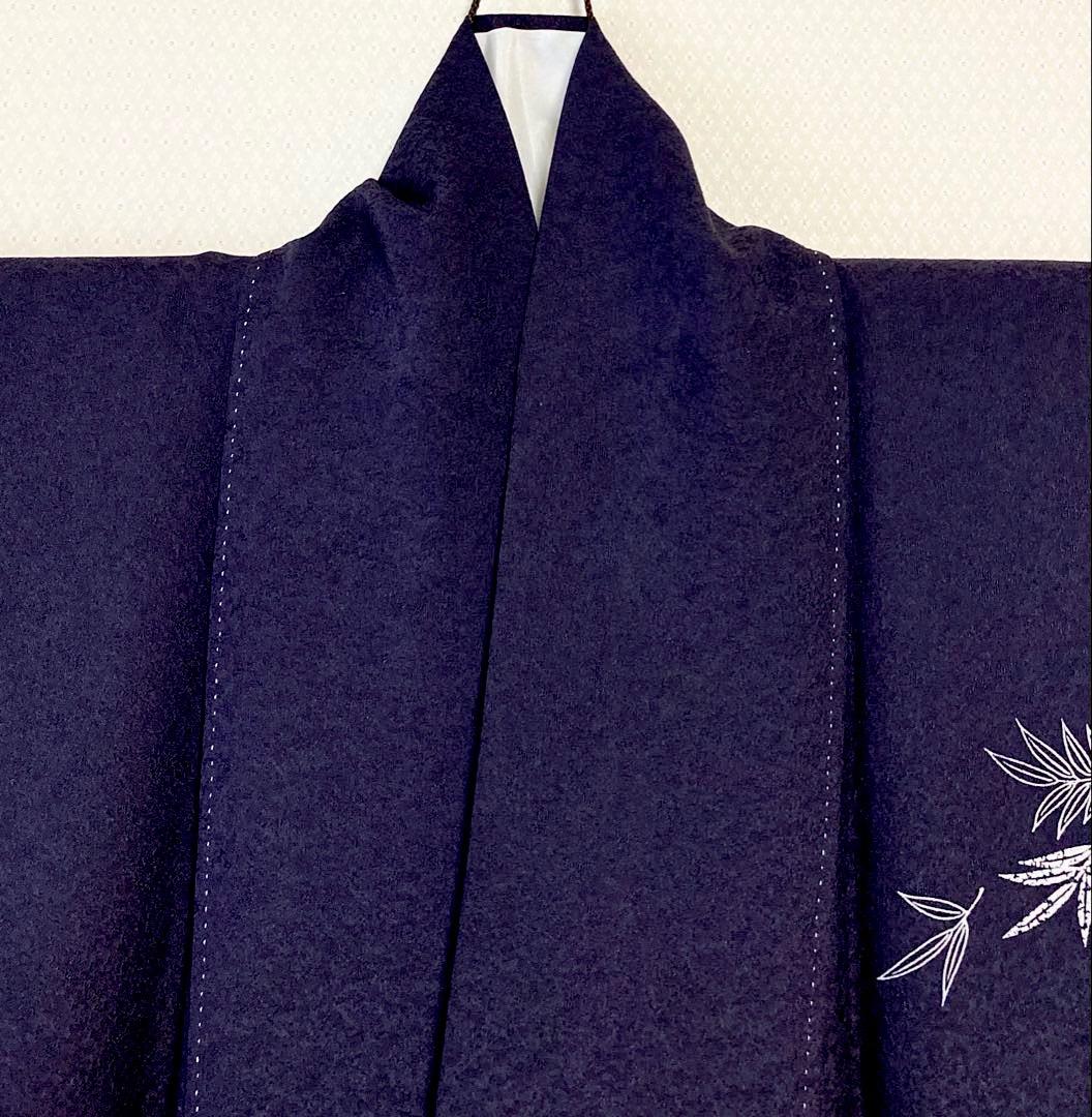 ご予約中です 初春 吉祥南天柄 上質正絹紋意匠 一つ紋 訪問着 深い濃紺色