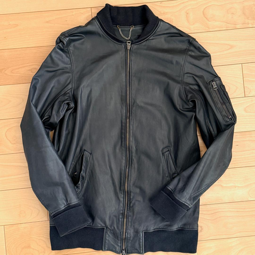 Sisii 牛革レザー MA-1 M 黒 ウォッシャブル 日本製 シングル シシ