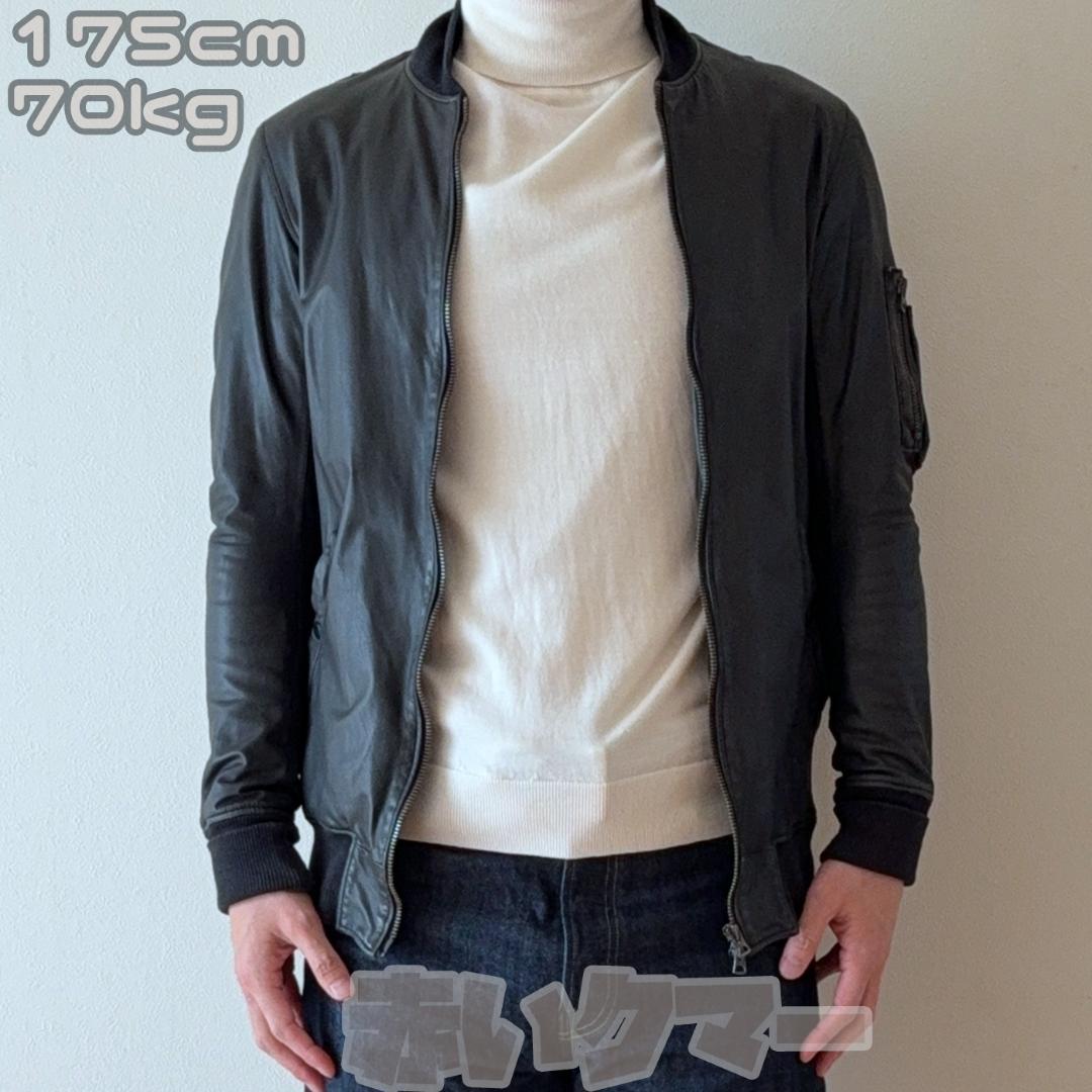 Sisii 牛革レザー MA-1 M 黒 ウォッシャブル 日本製 シングル シシ